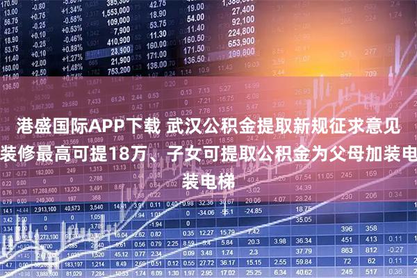 港盛国际APP下载 武汉公积金提取新规征求意见：装修最高可提18万、子女可提取公积金为父母加装电梯